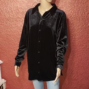 charter club black velvet button down top